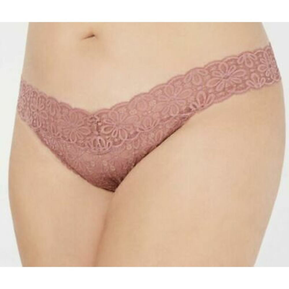Jenni Intimates Flower All Over Lace 2 Pack Thong Underwear Mauve 1X-3X One Size